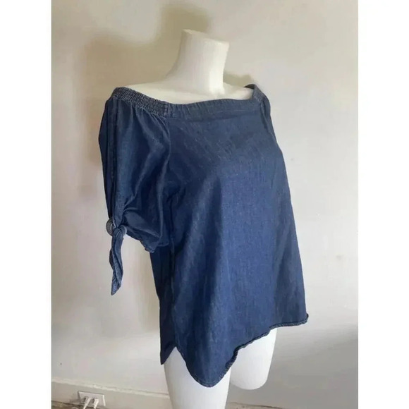 Women's Ralph Lauren Blue Denim Off-the-Shoulder Top - Size M 0066‎ - Picture 7 of 15